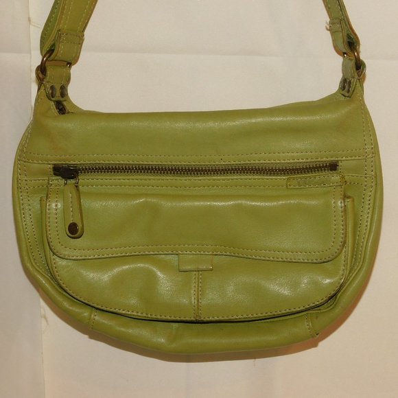 Fossil Leather Green Shoulder Bag Purse - Picture 3 of 11